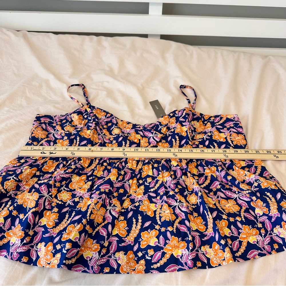 J.Crew Navy Floral Spaghetti-Strap Peplum Camisole Size XXL NWT - Picture 6 of 13